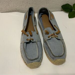 Maui Island Schooner light blue denim boat shoe size 9 M